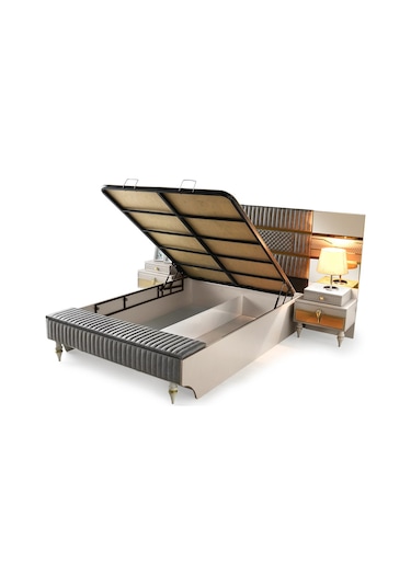 Marsilya Bazalı Karyola Ve Başucu-bench'li +2 Adet Komodin 160 x 200 CM