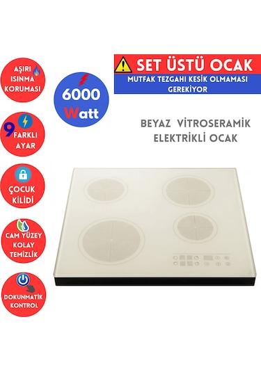Afm Tech B1B FM7700 + FC-07+ FM3250  Setüstü Siyah Vitro Elektrikli Ankastre Set