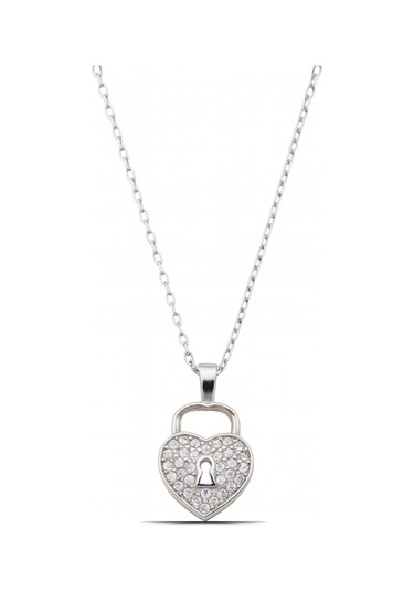 Kalp Ve Anahtar Tasarım 925 Ayar Gümüş Kadın Kolye Gümüş