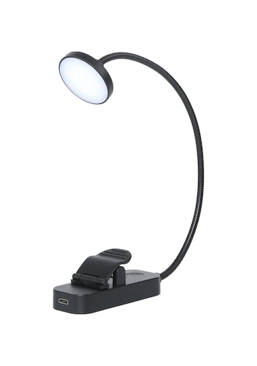 Maiyame Siyah Usb Şarjlı Led Kitap Lambası - 12 Led Duş Tipi Işık, Dimmable, Gece Okuma Için Esnek Klemli Siyah