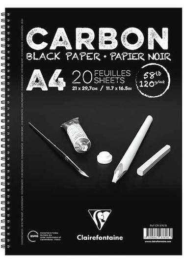 Clairefontaine Carbon Siyah Çizim Defteri A4 120 G 20yp Yandan Sp