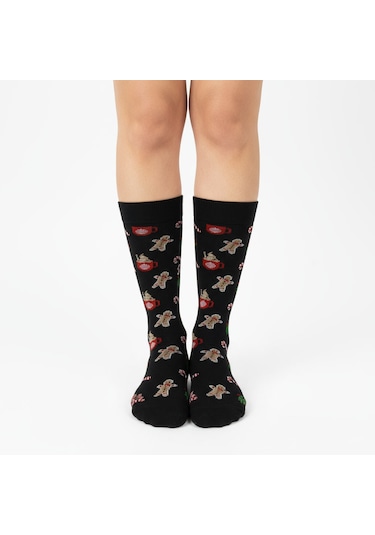 Gost Liria Cookie Socks Desenli Unisex Soket Çorap Siyah