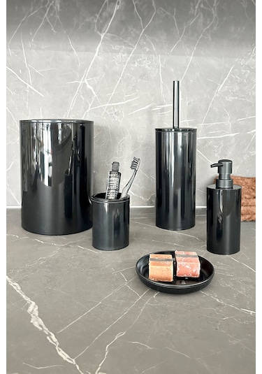 Prima Nova Flores 5'li Banyo Seti - Siyah Siyah