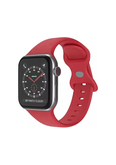 Wozlo iOS Uyumlu Watch 1, 2, 3, 4, 5, 6, 7, 8, Se Silikon Kordon Kayış - M-l Beden 38/40/41mm - Kırmızı