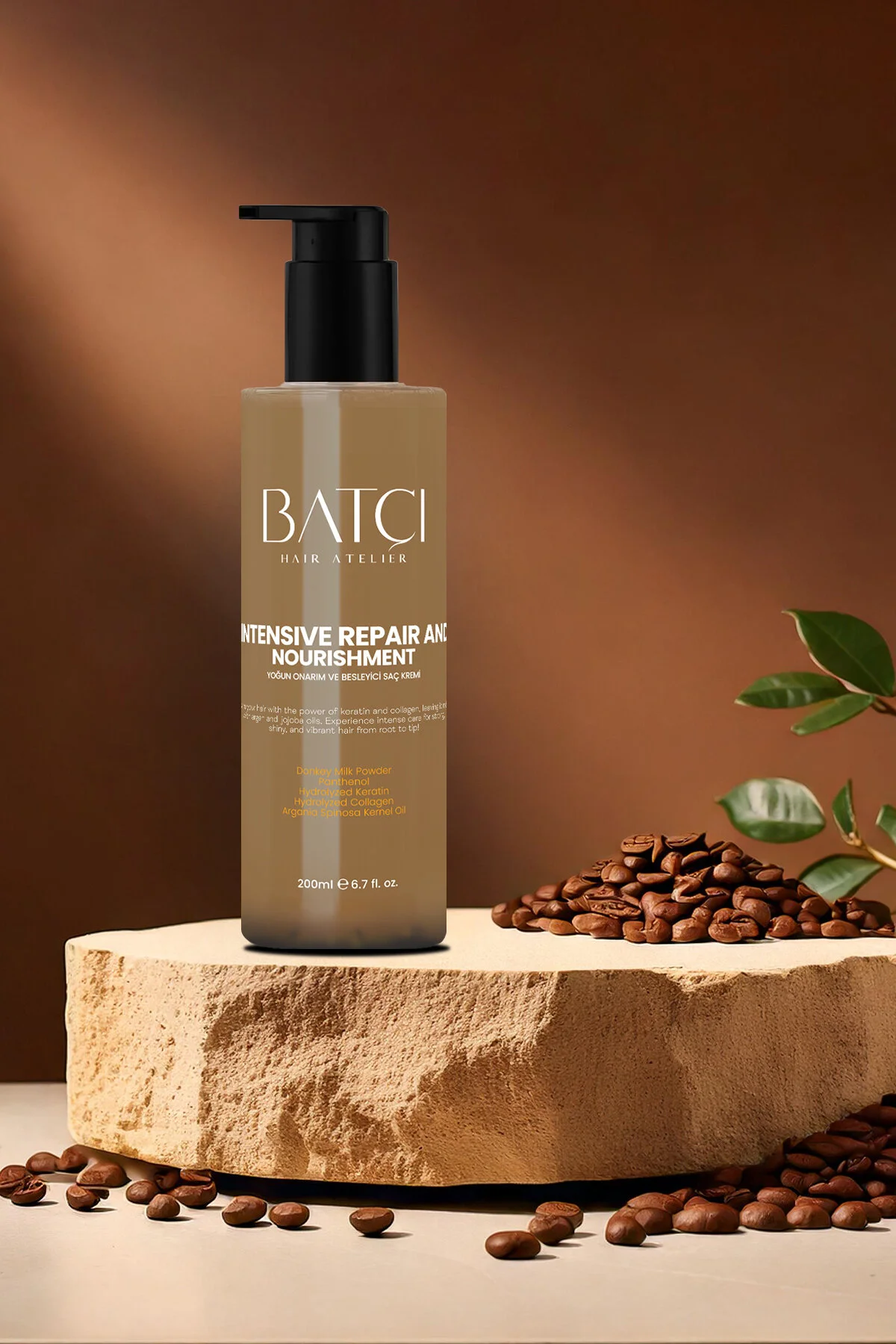 Kahve Serisi Set Kuru Ve Yıpramış Saçlar Için Şampuan Saç Bakım Kremi Ve Saç Bakım Fön Sütü Kuru - Yıpranmış