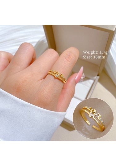 Geometrik Elmas Taşlı Yuvarlak İnci Yüzük No.91 Çok Renkli