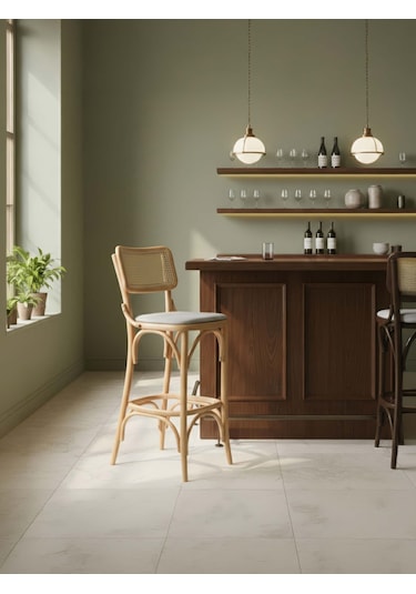 Sofa Hazeranlı Ahşap Bar Sandalyesi Natural