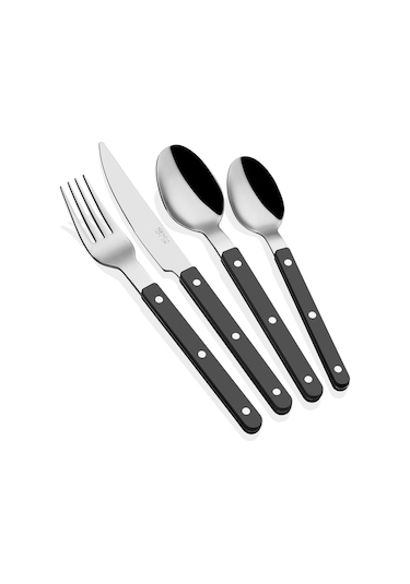 The Mia Comida Çatal Kaşık Bıçak Takımı Siyah 24 Parça