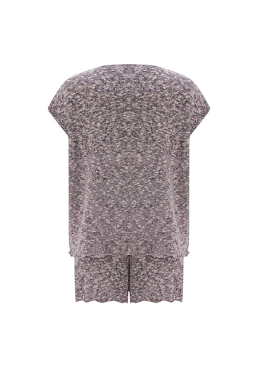 Peraluna Renge Blouse & Shorts Yazlık Viskonlu Kadın Triko Şort T Lila