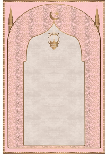 Pembe Namazlık Seccade Kaymaz Taban Süngerli Diz Ağrıtmaz