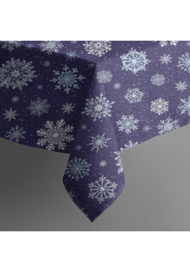 Noel Desenli Dikdörtgen Masa Örtüsü 60x102 İnç, Su Geçirmez Ve Leke Tutmaz-a87 Beyaz