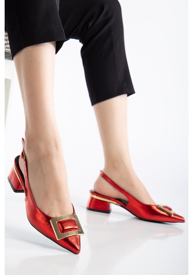 Suins Shoes Suins Milina Model Kadın Orta Topuklu Ayakkabı Kırmızı