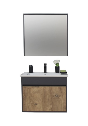 Aras Tk. Asma Alt+üst+lavabo Antrasit/atlantik Çam 55 Cm