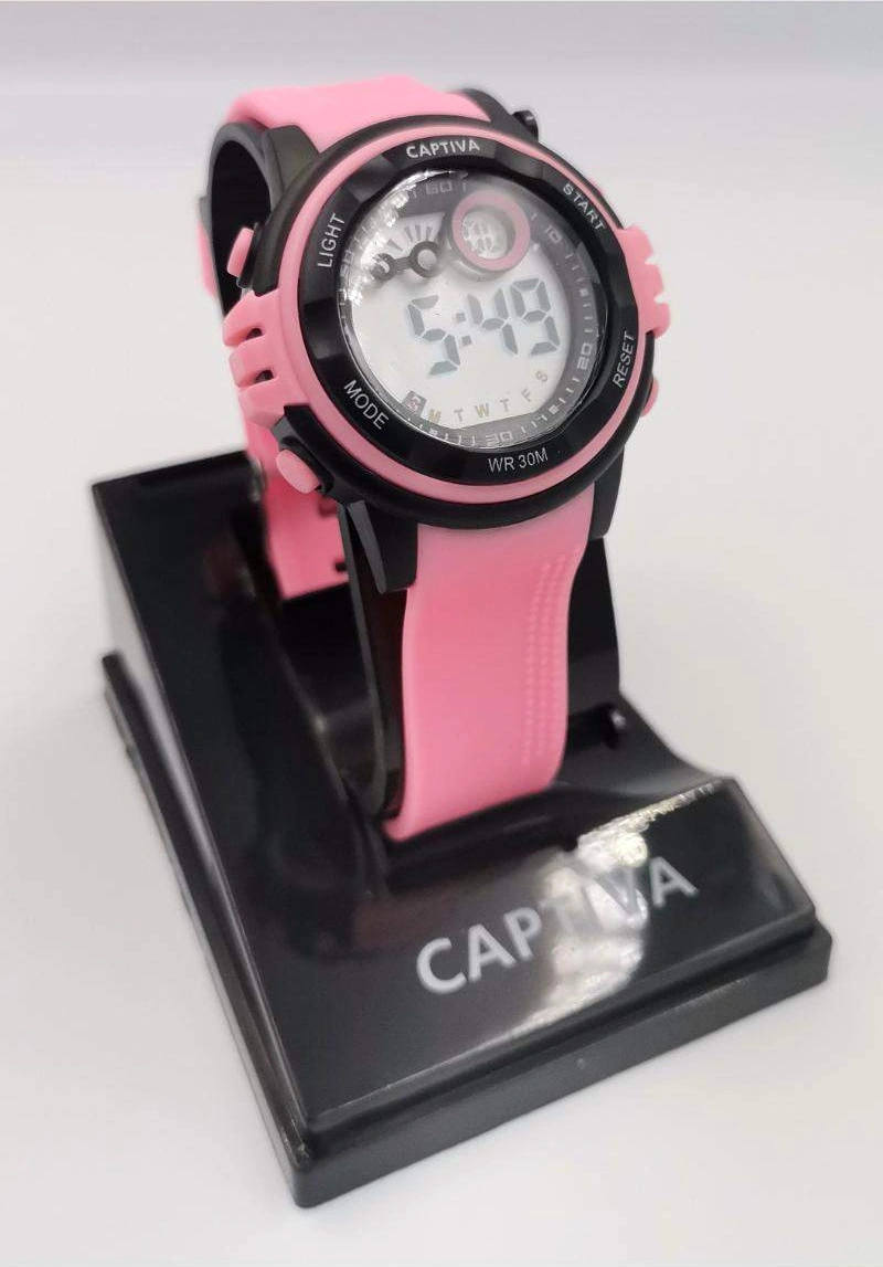 Pembe Dijital Su Geçirmez Kol Saati Beyaz