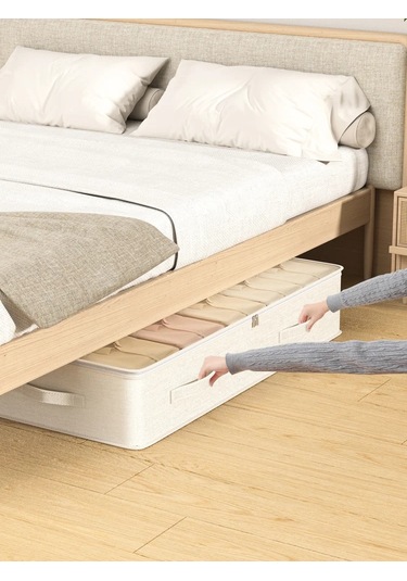 1 Adet Pamuk Ve Keten Şeffaf Yatak Alt Saklama Çantası Ev Diğer