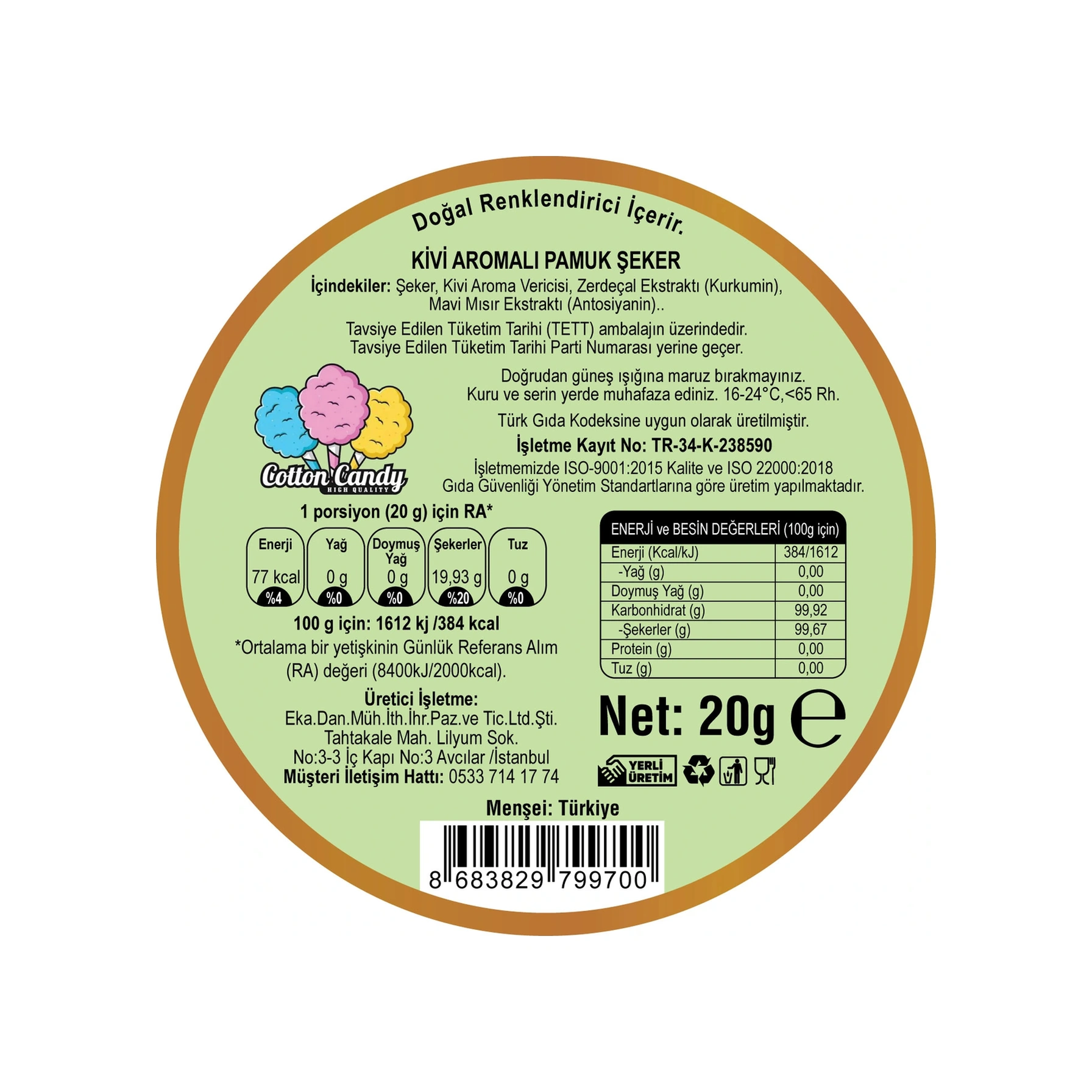 Çilek, Kivi, Muz Aromalı 3'lü Gurme Pamuk Şekerler