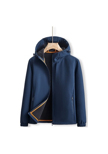 Erkekler İçin Açık Hava Spor Günlük Kapüşonlu Ceket Mavi