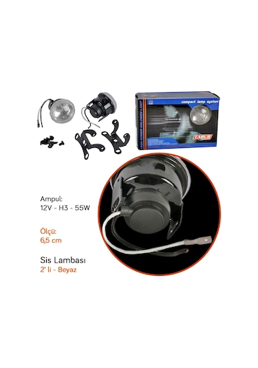 Carub 12v Sis Lambası Yuvarlak 6.5 Cm Beyaz Br3047002