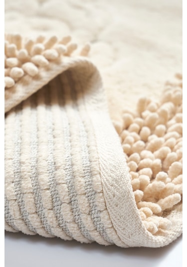 Tiffany 2'li Pamuklu Klozet Takımı, Vizon Banyo Paspas Seti 60 x 100 / 50 x 60 CM Vizon