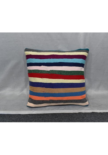 Zehra Abla Halı Yeni El Dokuma Dekoratif Kilim Kırlent Yastık Kılıfı 6703 Çok Renkli