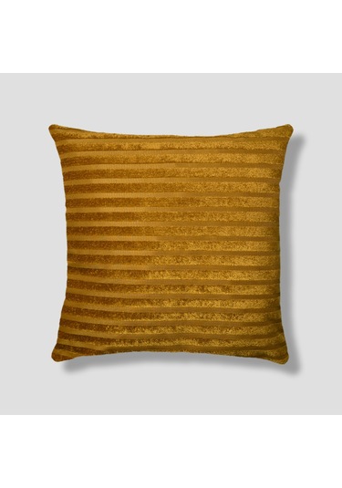 Sezyon Elya Çizgi Desenli 50 50 Hardal Kırlent Kılıfı Hardal