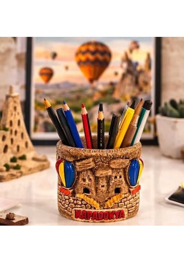 Athstore Kapadokya Peribacası Alçı Kalemlik Yassı