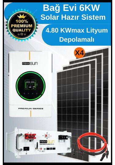 Bağ Evi Premium Lityum Bataryalı Solar Hazır Paket Sistem 6kwp