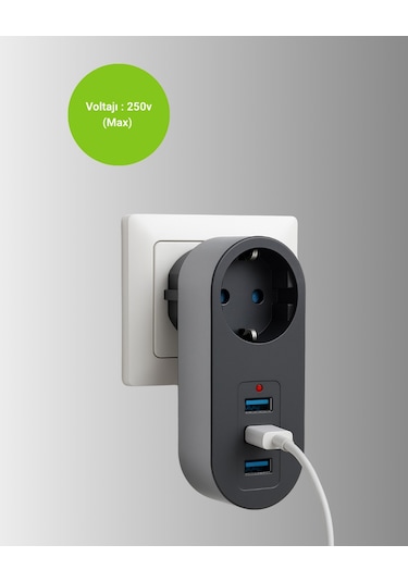 2500w Güç Destekli Akım Korumalı Priz 3 Semeglbl - 85 Usb Çıkışlı