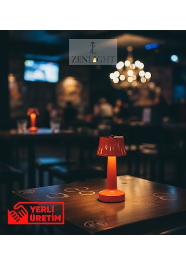 Zenlight Metal Dokunmatik Şarjlı Masa Lambası Turuncu