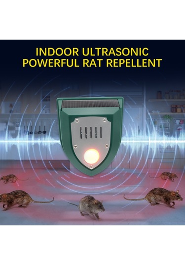 Moveevo Güneş Enerjili Ultrasonik Alarm, 129db Işık-ses Uyarısı, Ip55 Su Geçirmez, 5-8m Kişi Algılama, N911m Yeşil Model, 1 Adet