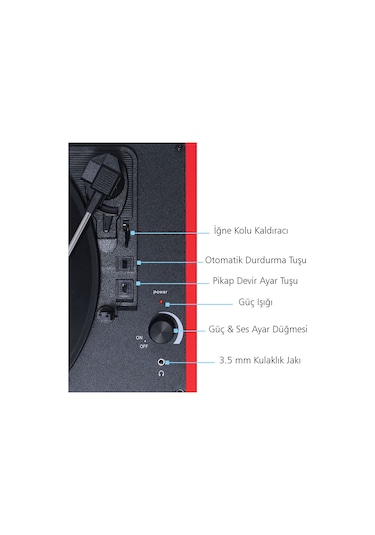 Record Master T310CH Şarj Özellikli Pikap  33 - 45 - 78 Devir