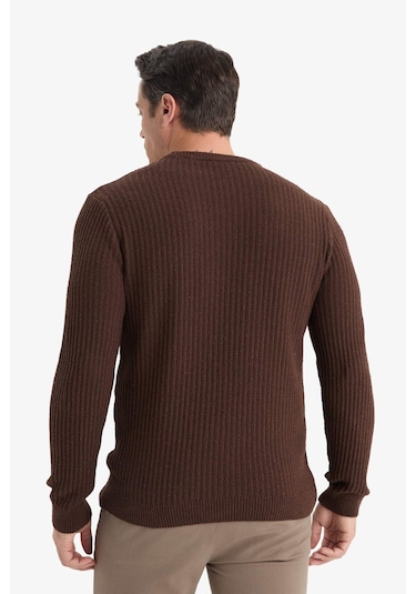 Defacto Standart Fit Bisiklet Yaka Triko Kazak E0811ax25wnbn497 Kahve