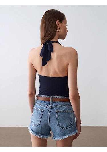 Dilvin 32973 Degaje Yaka Top-k.lacivert