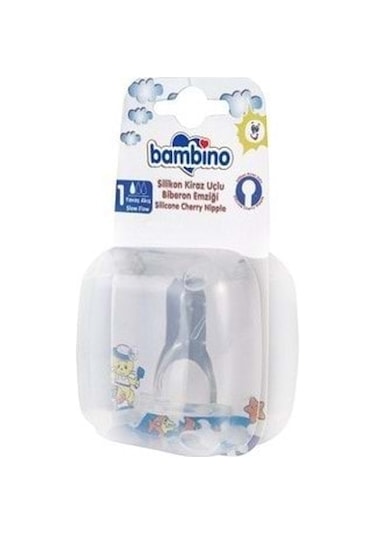Bambino Silikon Kiraz Uçlu Biberon  Emziği No:1 / Şeffaf / 0-6 Ay