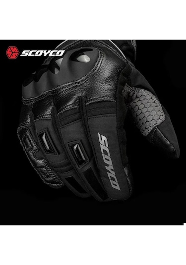 Motoanl Scoyco Deri Ve Cordura Reflektörlü Eldiven Gri - Siyah