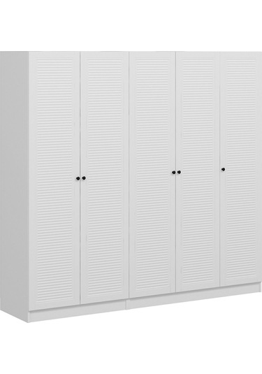 Minar Kale 5 Mebran Panjur Kapaklı 2 Çekmeceli Dolap Beyaz/beyaz 190cm