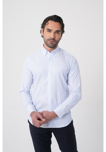 Bisse Erkek Uzun Kollu Mavi Desenli Regular Fit Gömlek Gmczg252054 C35 Mavi