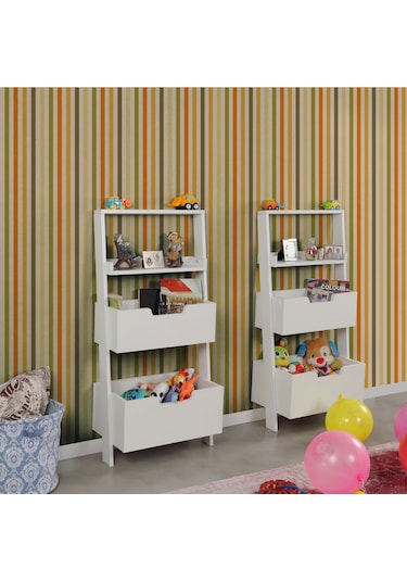 Pasifichome Only Oyuncak Montessori Beyaz Kitaplık Çiftli