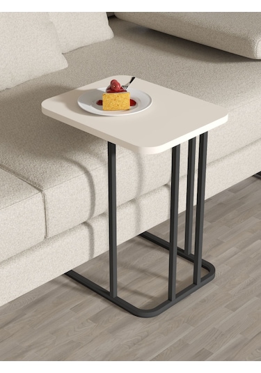 Zigon Sehpa Metal Ayak 3'lü Koltuk Yan Sehpa Zino Krem Bej