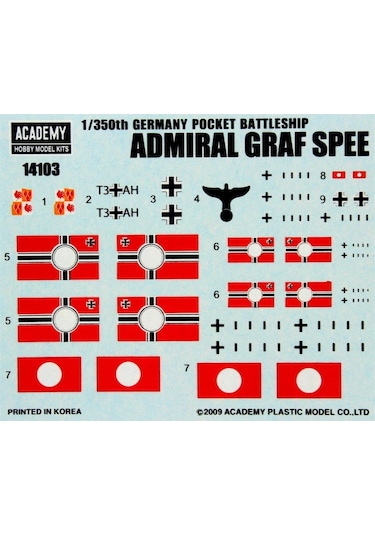 Academy 14103 1/350 Ölçek, Admiral Graf Spee Savaş Gemisi, Plastik Model Kiti