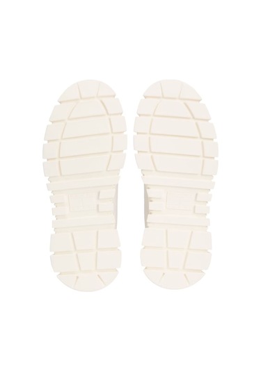 Kadın Leopar Detaylı Platform Tabanlı Bilekli Sneaker - Ekru Ecru