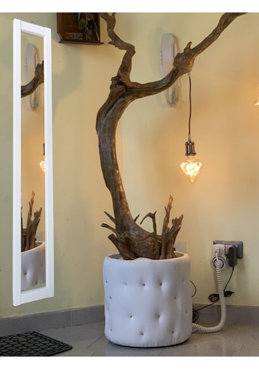 Beyaz Ahşap Dekoratif Duvar Ayna 121 23 Beyaz