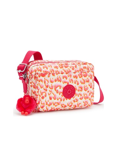 Kıplıng Abanu M Orta Boy Omuz Çantası Pembe Latın Cheetah Pembe