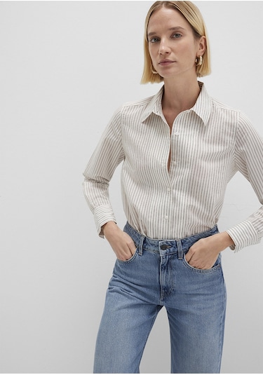 Mavi - Çizgili Ekru Gömlek 1211353-91345 Ekru