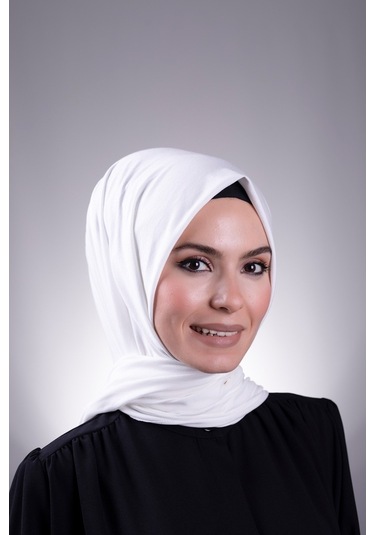 Krem Düz Klasik Şal Viskon Kumaş Likralı Penye 202101_40 Krem