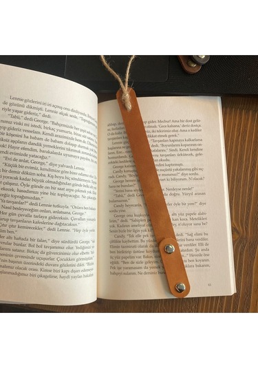 2 Adet Hakiki Deri Kitap Ayracı - Camel