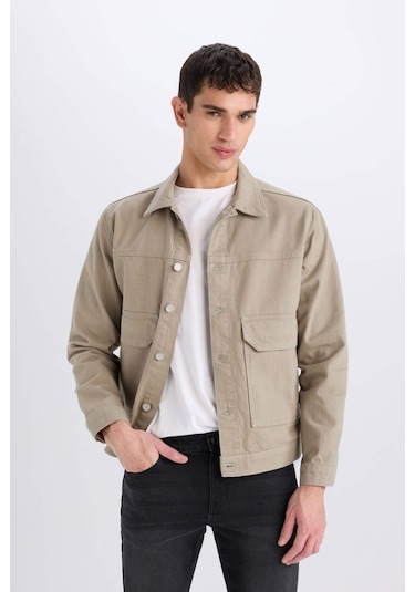 DeFacto %100 Pamuk Slim Fit Dar Kesim Düğmeli Cepli Mevsimlik Baharlık Jean Ceket B8155AX25SPKH465