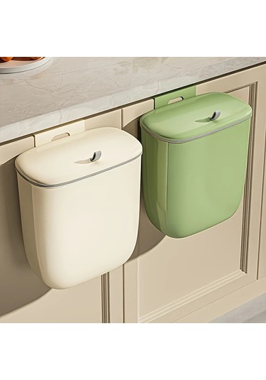 Honeybeeshop Duvar Montajlı Mutfak Çöp Kutusu Dolap Kapısı Asma Gıda Atık Sepeti 12l Kakao Kremalı Puding Mint