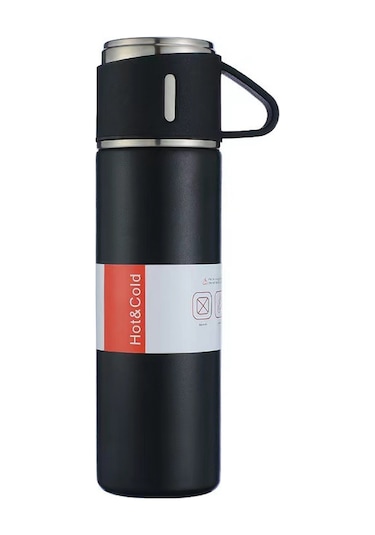 Padalink 500ml 304 Çelik Termos Bardak, 12 Saat Isı Saklama, Sızıntı Engeli, Ev/ofis/dışarı Kullanıma Uygun, Kapak Bardak Olarak Kullanılabilir, Siyah Paket Yok Siyah