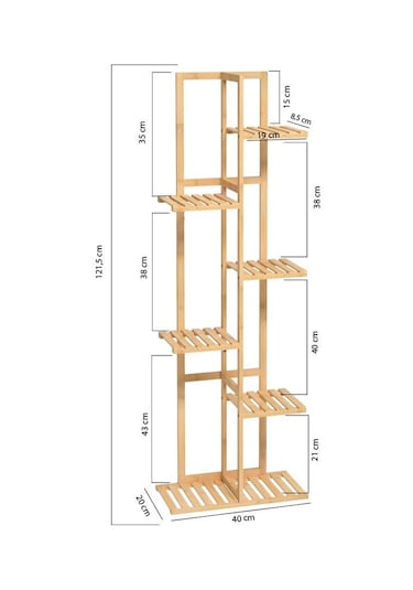 Digithome Bambu 6 Raflı Saksılık Çok Amaçlı Stand Çiçeklik Banyo Düzenleyici Havluluk Db-0025 Kahverengi